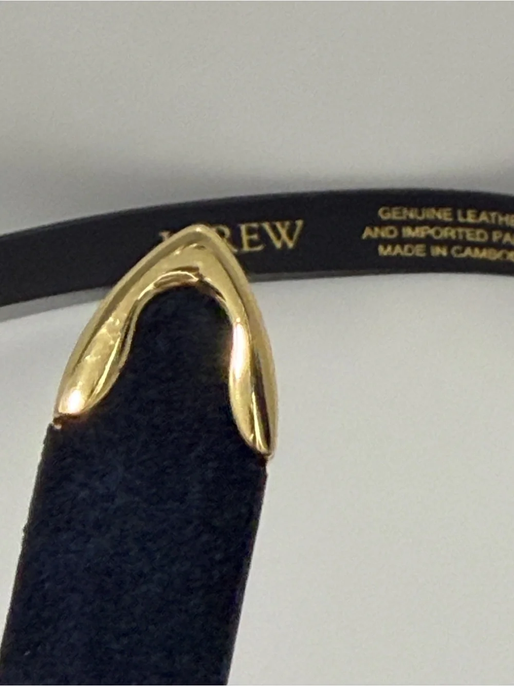 NEW J. Crew Thin Suede Belt Darkest Indigo shiny gold buckle CH541 $70 Navy XS - Picture 8 of 11